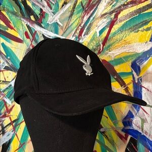 Playboy Black Cap with Silver Bunny Logo
